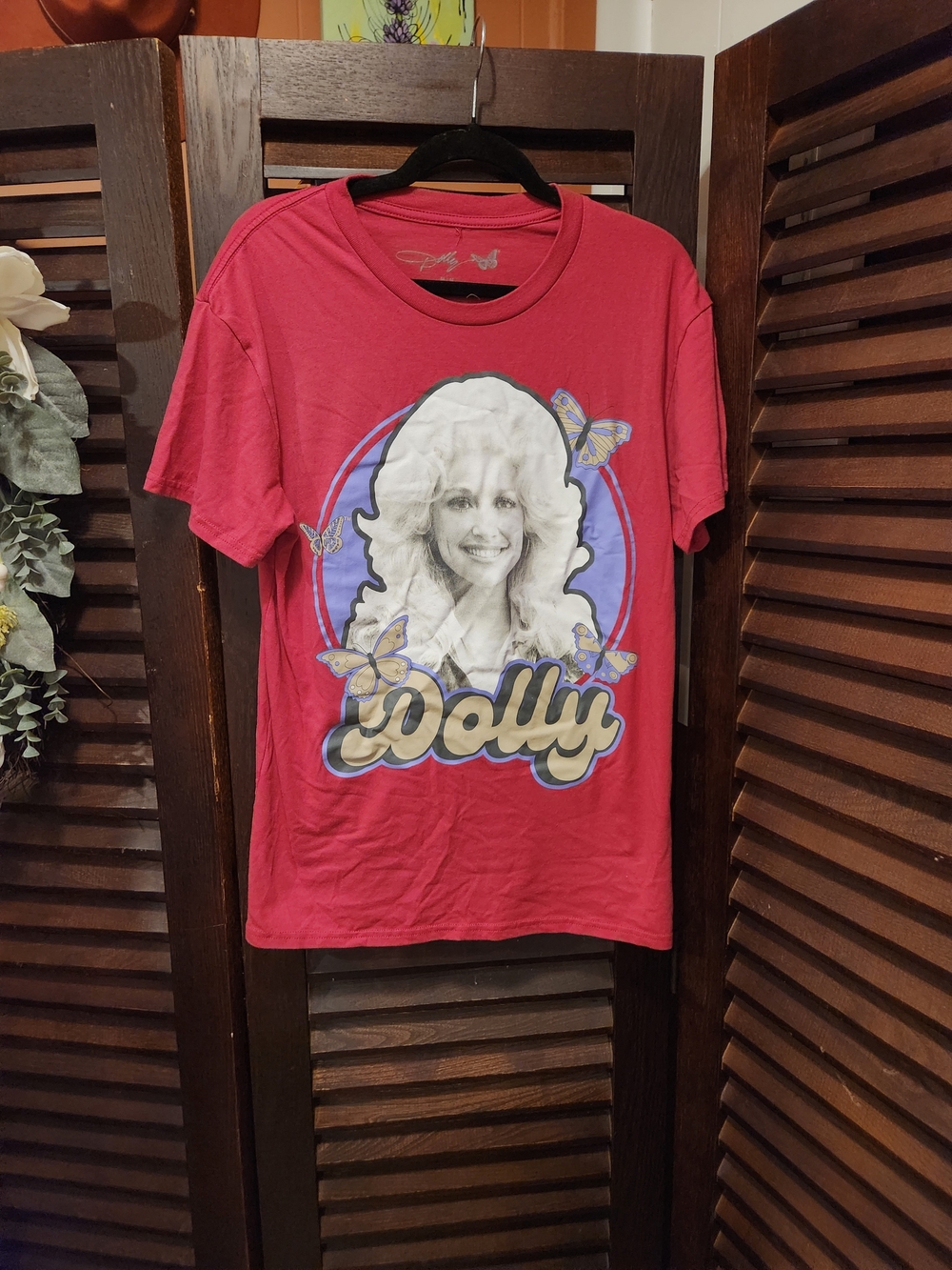 Dolly Parton Red Dolly Graphic Tee with Purple Accents